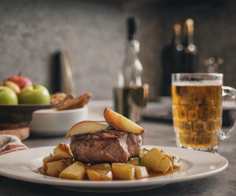 Filet mignon de porc aux pommes et au cidre