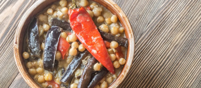 Curry d'aubergines et de pois chiches au cookeo