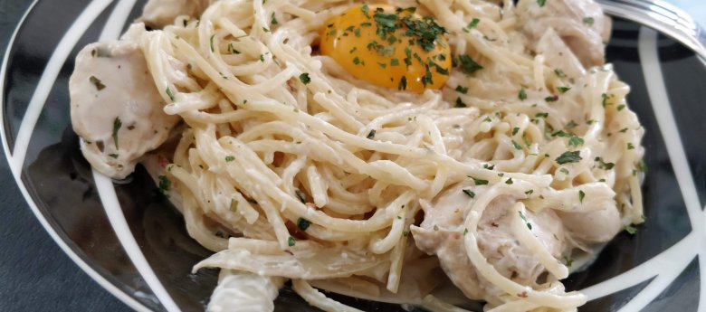 Spaghetti au Boursin et poulet