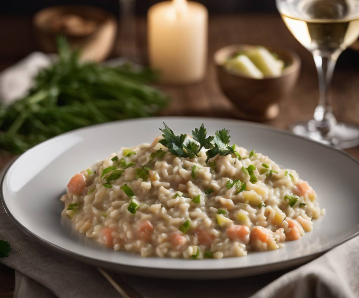 Risotto de saumon et poireaux