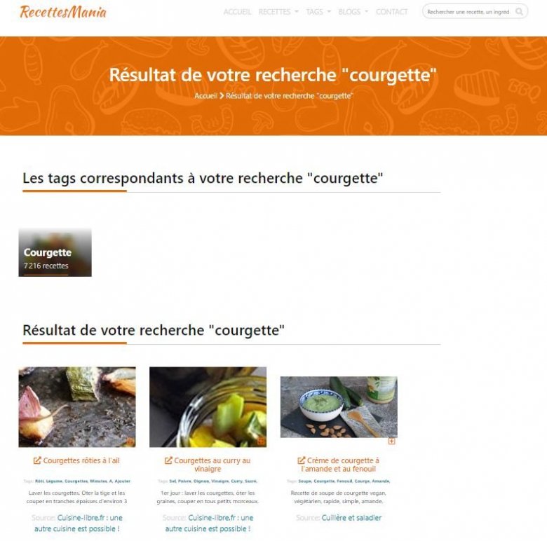 Capture resultat de recherche courgette recettesmania