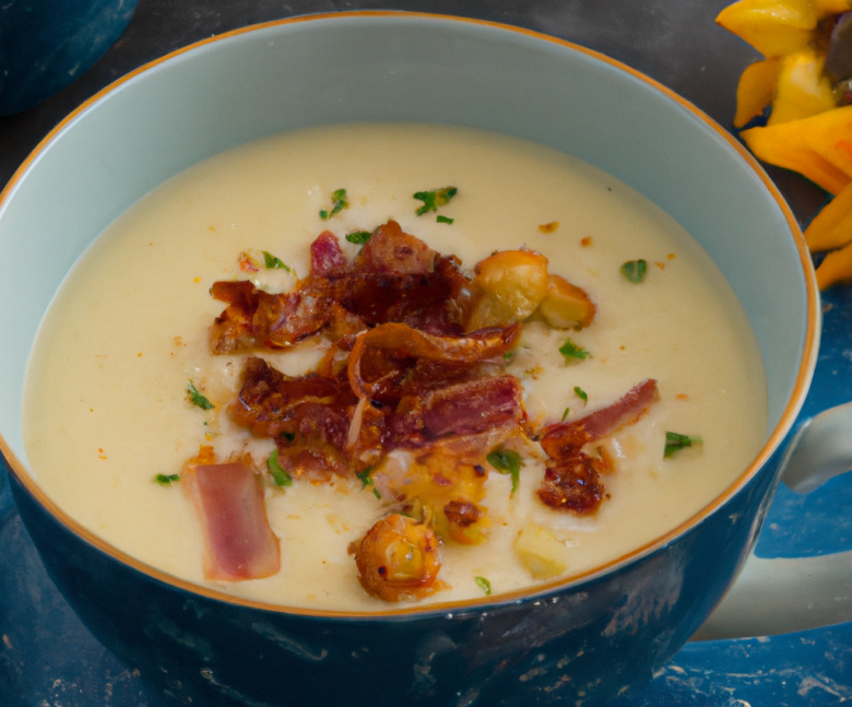 Velouté de chou-fleur avec bacon grillé au cookeo