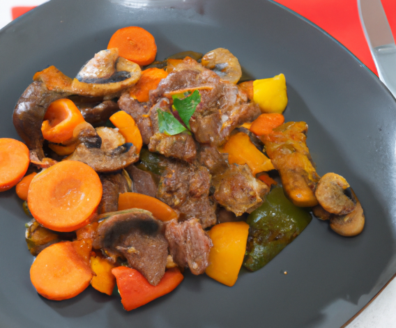 Sauté d'agneau aux légumes colorés