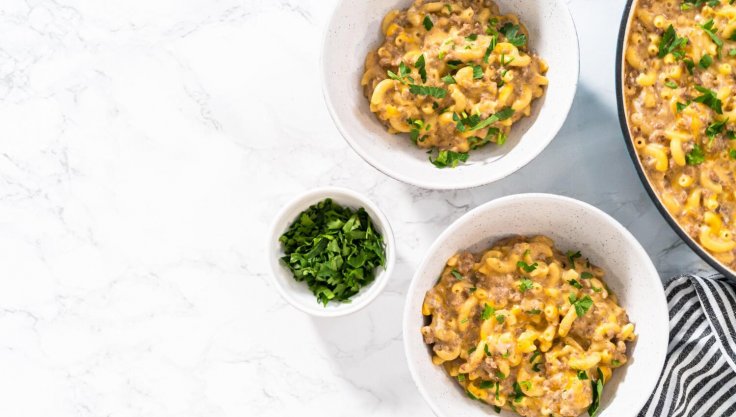 Pâtes coquillettes façon cheeseburger au cookeo