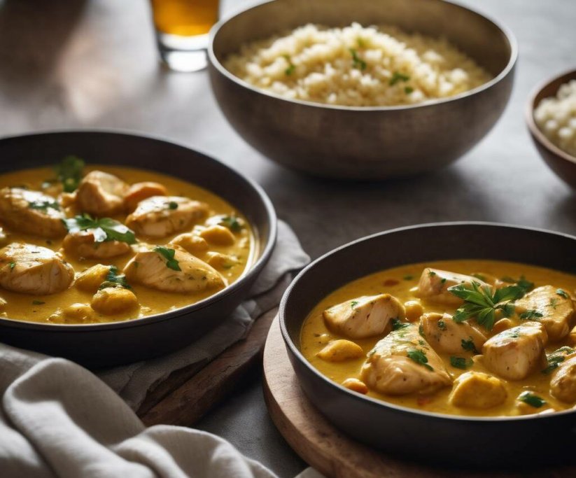 Blancs de Poulet à la sauce crémeuse Curry et Curcuma