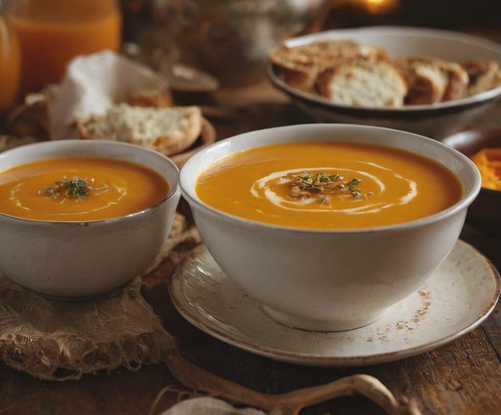 Soupe de Butternut, carotte et oignon rouge caramélisé : un régale d'automne.