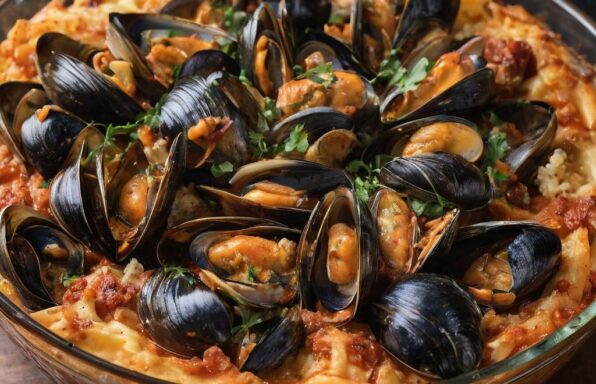 Pâtes aux moules, chorizo et parmesan gratinées avec l’Extra Crisp : un plat croustillant et fondant à souhait !