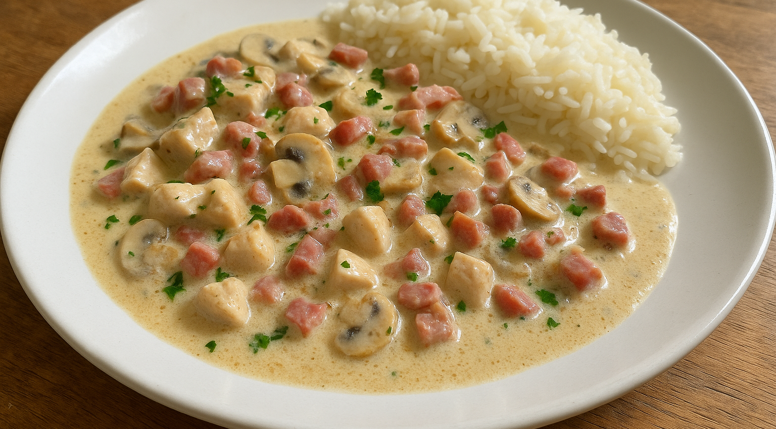 Poulet à la Crème, Lardons et Champignons au Cookeo
