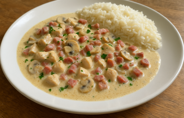 Poulet à la Crème, Lardons et Champignons au Cookeo